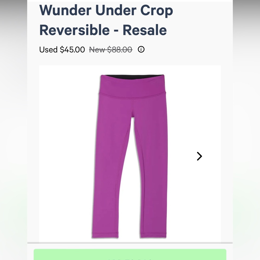 Lululemon Wunder Under Crop Reversible - size 4. Black / Ultra Violet (Hot Pink)
